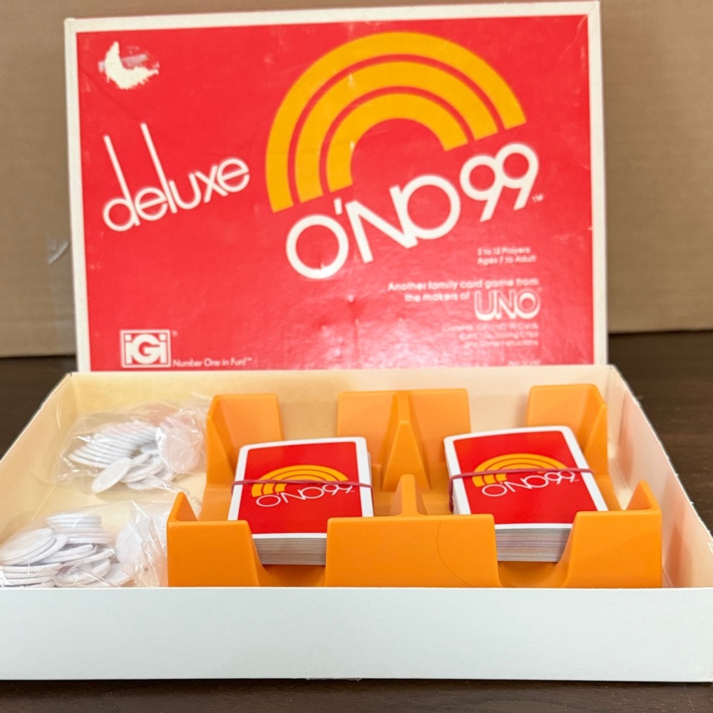 Deluxe O'No 99 Card Game Vintage IGI 1982 Complete w/ Chips & Tray 80s